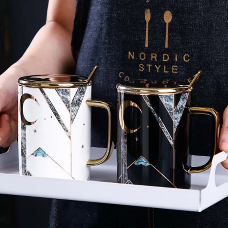 450 мл светильник роскошный разрисованный чехол золото Мрамор Кофе кружка с