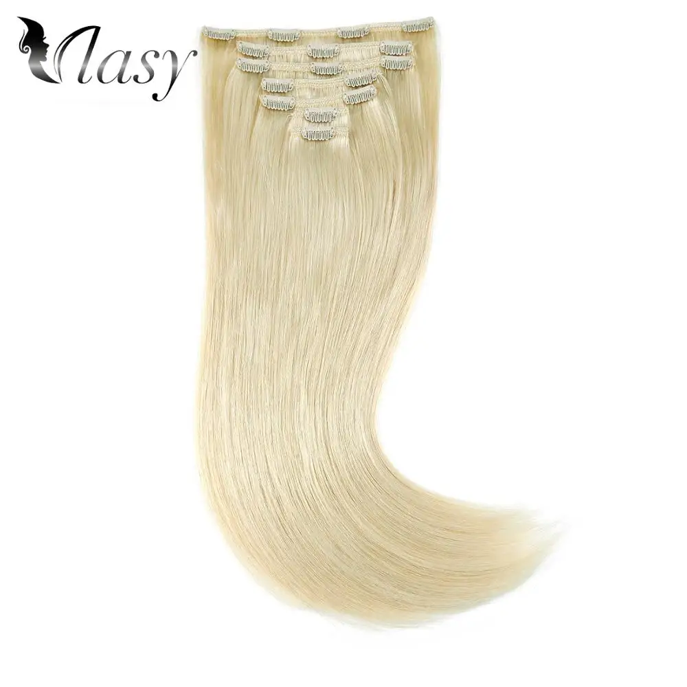 60A Vlasy, 20 дюймов, 7 шт./набор, Remy, на клипсах, для наращивания, бесшовные, прямые, двойные, на клипсах, человеческие волосы для наращивания, 130 г/шт., 16 клипсов - Цвет: 60A