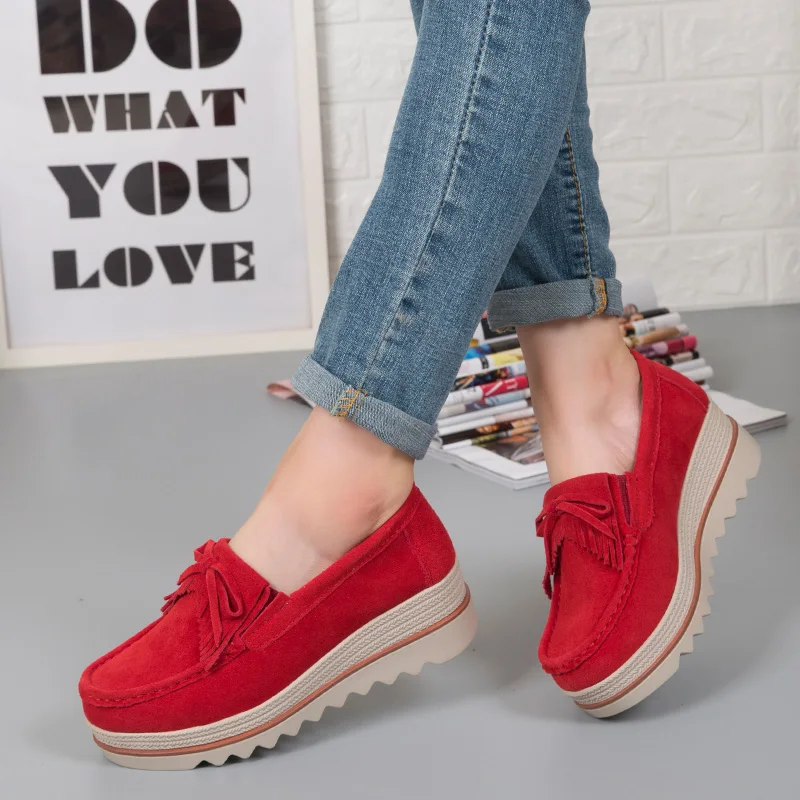 

Women Loafers Woman Slip On Sneakers Ladies Soft PU Leather Sewing Flat Platform Female Shoes All Seasons