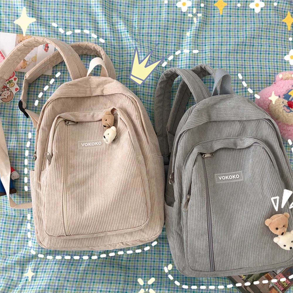 

Geestock Woman Backpack Schoolbag for Girls Boys Cute Corduroy Teenage Luxury Harajuku Fashion Lady Laptop Bag Student Book Pack