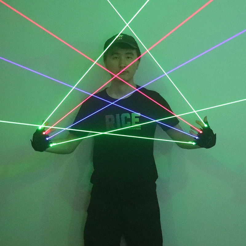 Gypsophila RGB Laser Gloves Include 2 Green 1 Red Blue Flash Finger For LED Robot Costume Bar Party Stage Show |