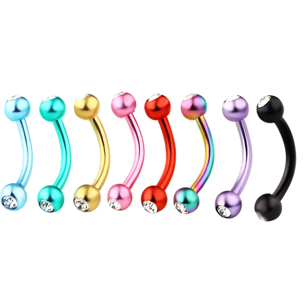 

2PC A Set Eyebrow Banana Piercing Ring Curved Barbell Lip Ring Snug Daith Helix Rook Earring Cartilage Tragus Jewelry