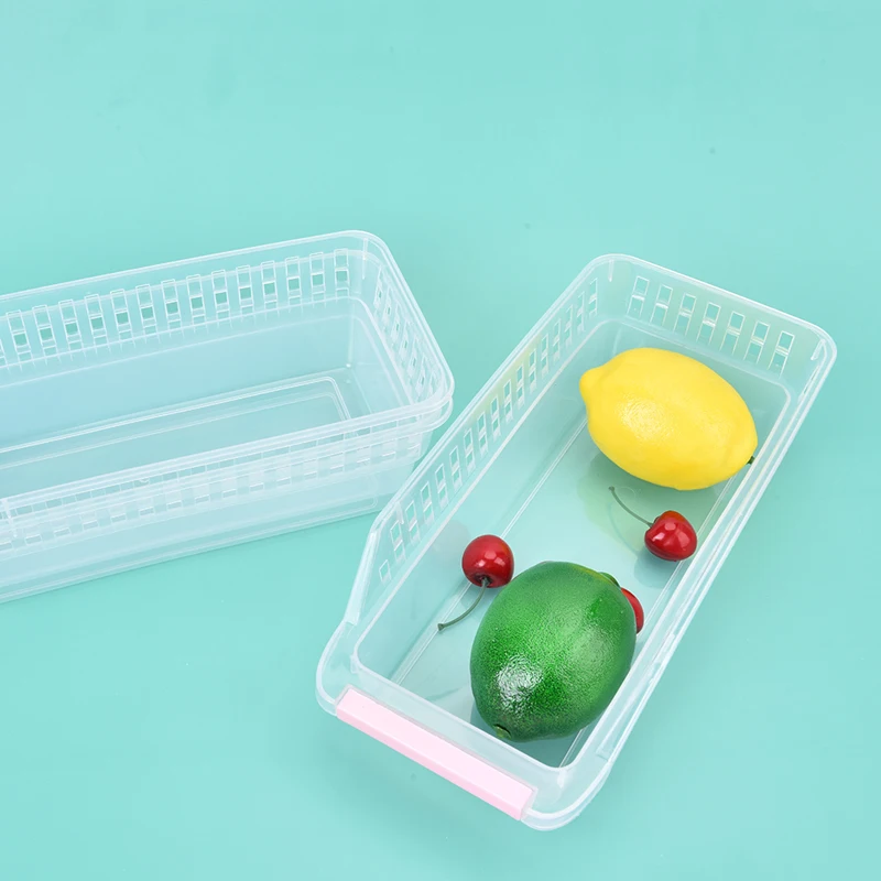 Kitchen Refrigerator Storage Containers With Handles 30cm Overall Length For Pantry Drawer Clear Plastic Organizer Trays Bins | Дом и сад
