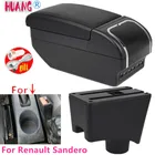 Для Renault Dacia Sandero Logan 2013 - 2017 искусственная коробка центральная консоль коробка для хранения Пепельница USB зарядка с автомобилем