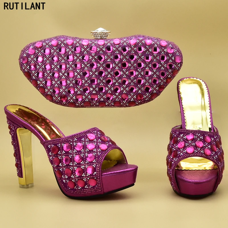 Африканские женские туфли и сумки на высоком каблуке обувь без шнуровки для