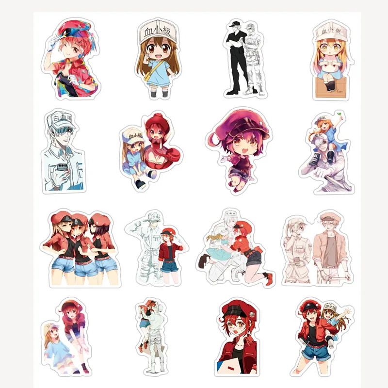 

50Pcs Japanese Anime Cells At Work Stickers For Motorcycle Notebook Computer Car DIY Children's Toys Guitar Refrigerator