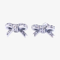925 sterling silver pan earring fashion silver bow earrings for women wedding gift fashion jewelry