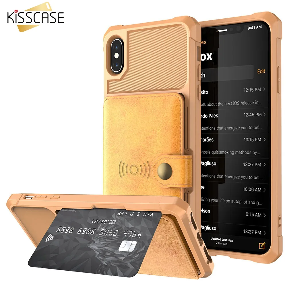 KISSCASE магнитный держатель для карт чехол iPhone 7 6S 8 XR Роскошный телефона 11 Pro XS MAX X 6 6s