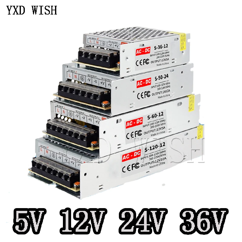5V 12V 24V 36 V Питание импульсивный источник питания AC DC 220V 1A 2A 3A 5A 10A 20A 30A переключение