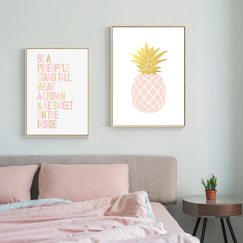 Ананас холст Художественная печать Постер розовый ананас картины для настенные