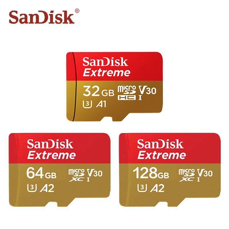 Оригинальная карта памяти SanDisk 256 ГБ 128 экстремальная Micro SD A2 A1 V30 U3 флеш карты 64 32 TF