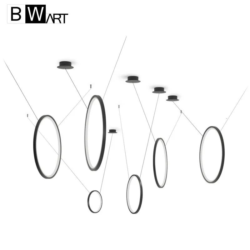 

BWART Modern Led Pendant Light Hang Aluminum Circle ring combination Pendant lamp Lighting For Living Room dining room Business