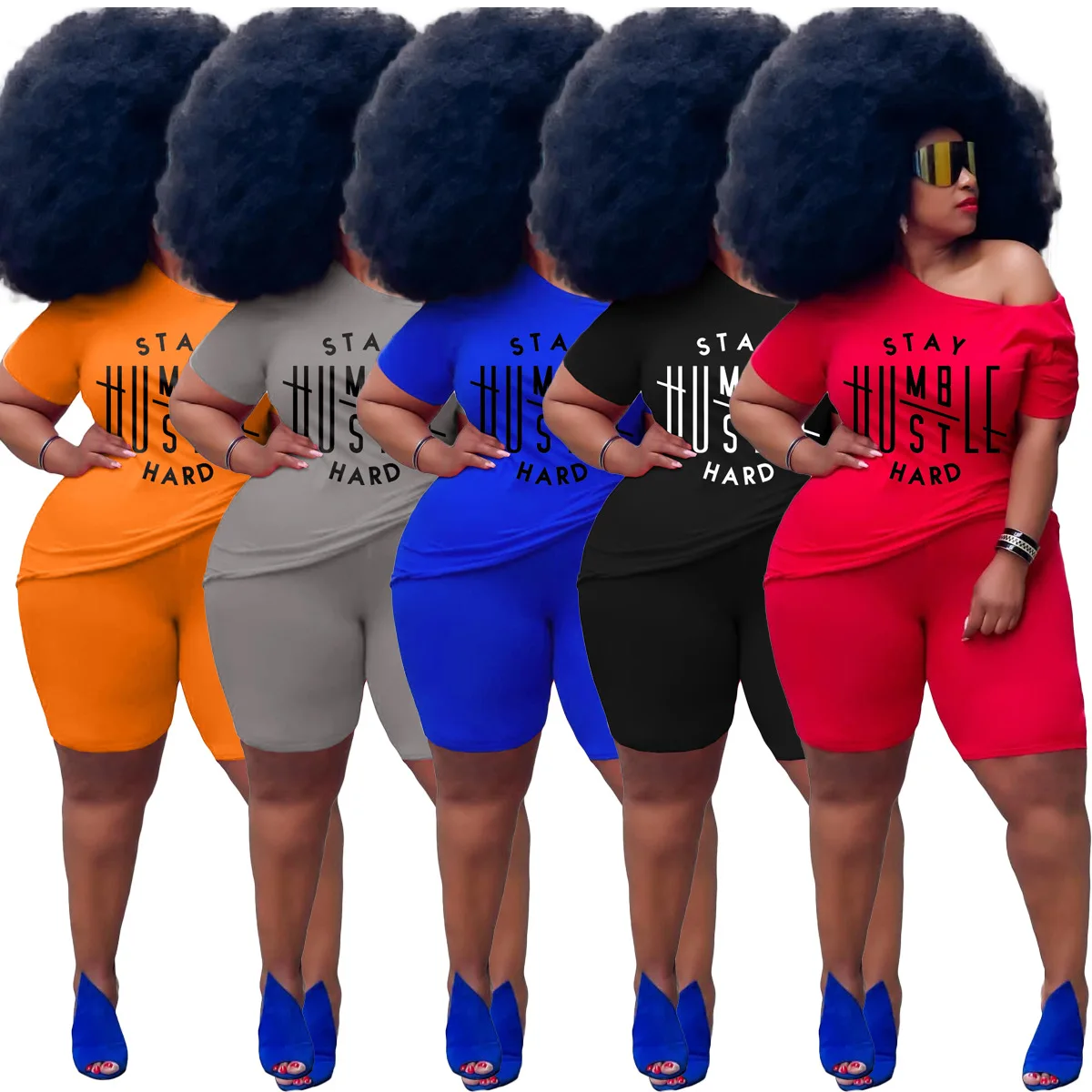 

Shorts and Tshirt Women Summer 2021 Letter Casual Two Piece Shorts Set 2 Piece Set Women Short and Top Summer Set 2 Pezzi Donna