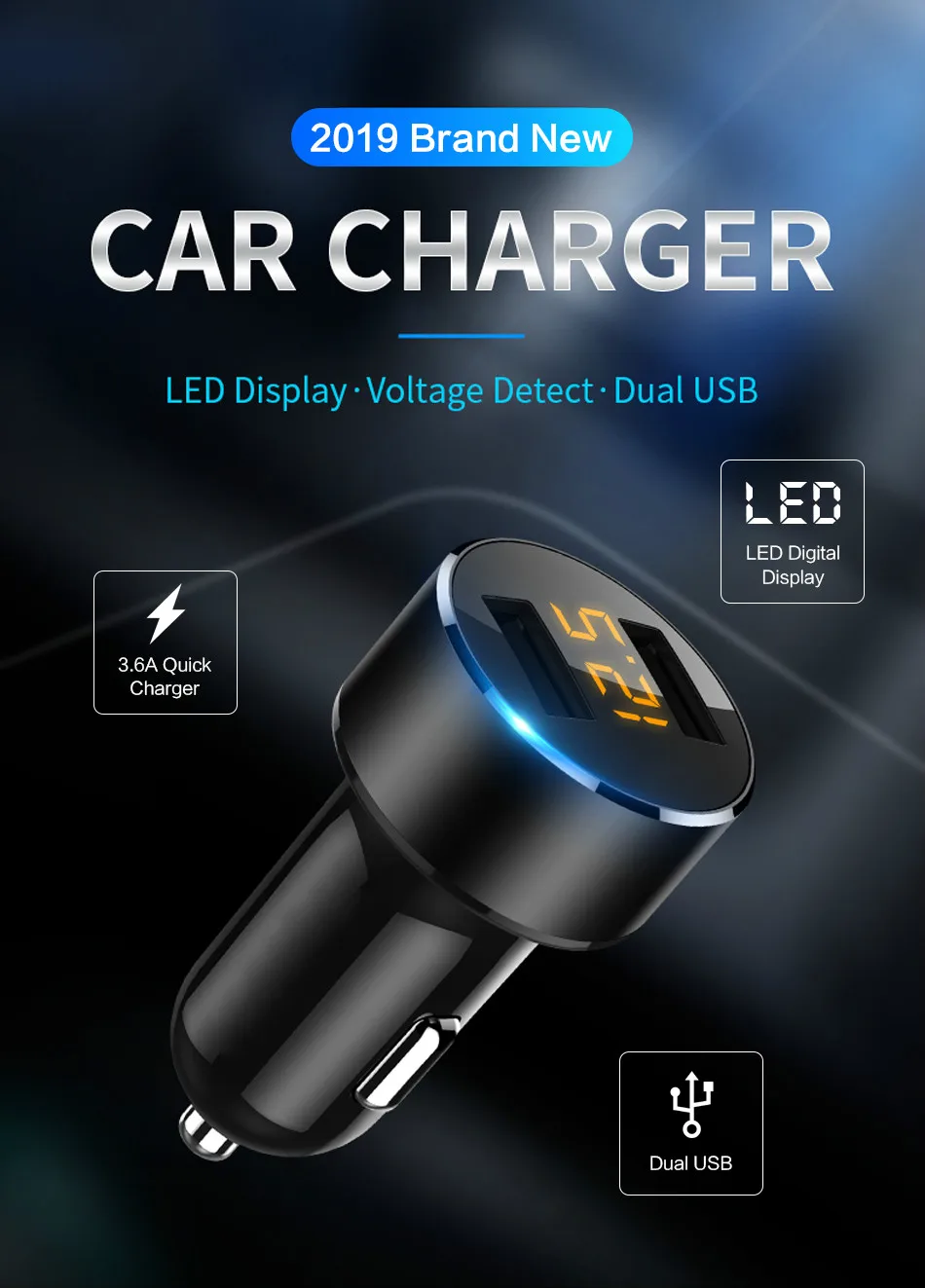 KSTUCNE 18 Вт USB Автомобильное зарядное устройство для iPhone Xiaomi с двумя портами автомобильное зарядное устройство USB 3.6A быстрая зарядка автомобильное зарядное устройство для мобильного телефона