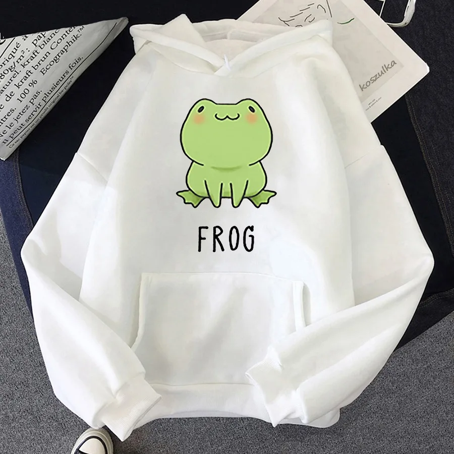 

Kawaii frosch hoodie drucken cartoon sweatshirt mit kapuze unisex casual grundlegende student niedlichen pullover Mantel