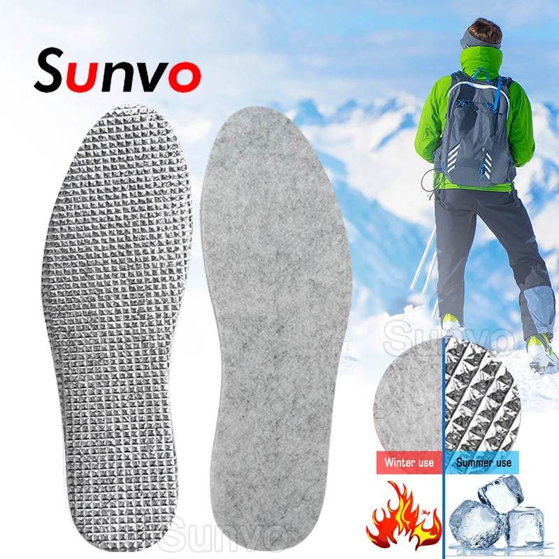 Felt Aluminum Foil Insoles Winter Warm Summer Cool Waterproof Wool Shoe Pads for Men Women Comfortable Insert Soles Dropshipping