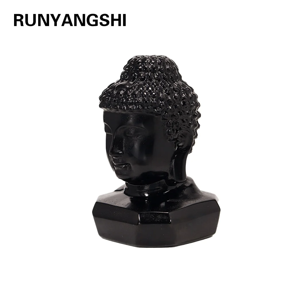 

1 шт. фигурки из натурального обсидиана ручной работы Sakyamuni Bodhisattva Хрустальная резьба религиозные декоративные украшения фэн-шуй