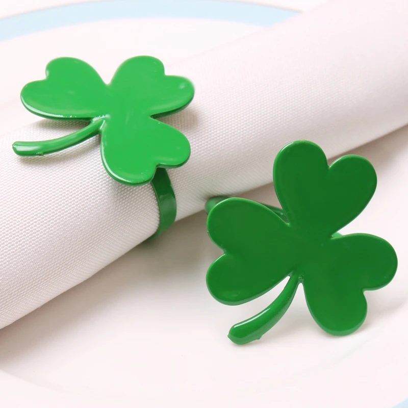 

10 шт., зелёные кольца для салфеток, для свадьбы, Дня Святого Патрика