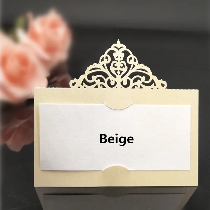 beige 10 шт. 9*9 см лазерная резка свадебное место знак Таблица карточка с местом для указания имени Свадебная вечеринка украшения пользу 5Z SH873-10 - Цвет: beige