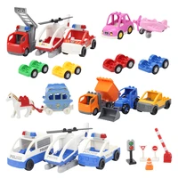 big building blocks car trailer ambulance police transport diy assemble accessories compatible large bricks toys children gifts