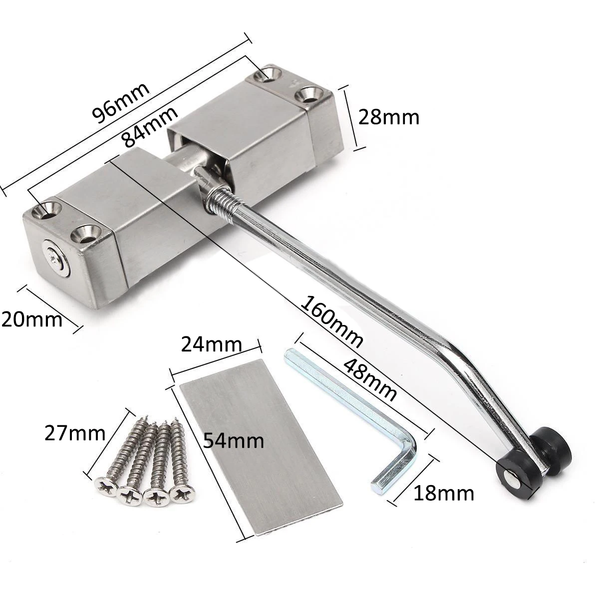 

Brand new Stainless Steel Durable Automatic Mounted Spring Door Closer Adjustable Surface Door Closer