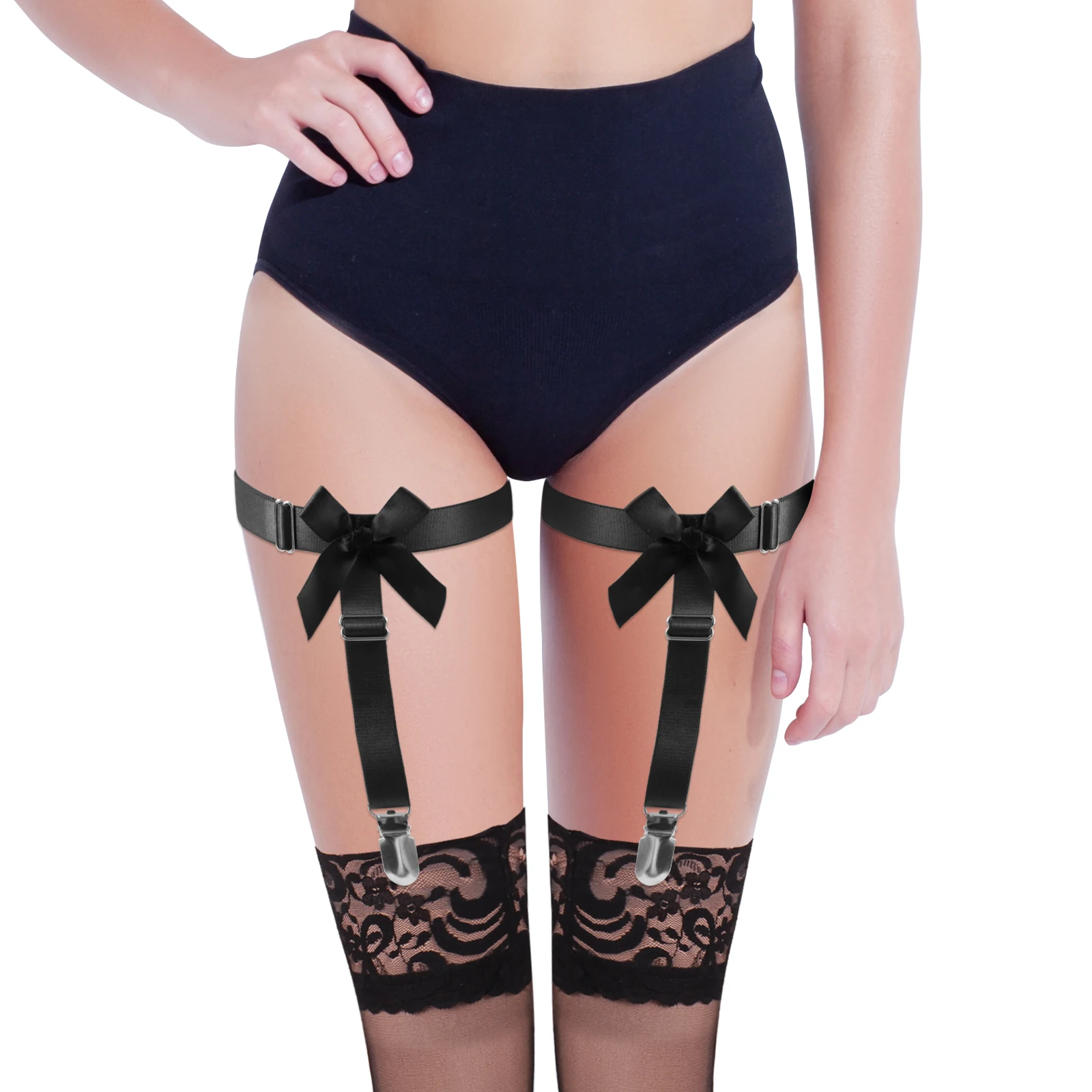 

Punk Kawaii 1Pair Bowknot Thigh Harness Straps Women Sexy Lingerie Elasticity Suspenders Goth Girl Leg Ring Garter For Stockings