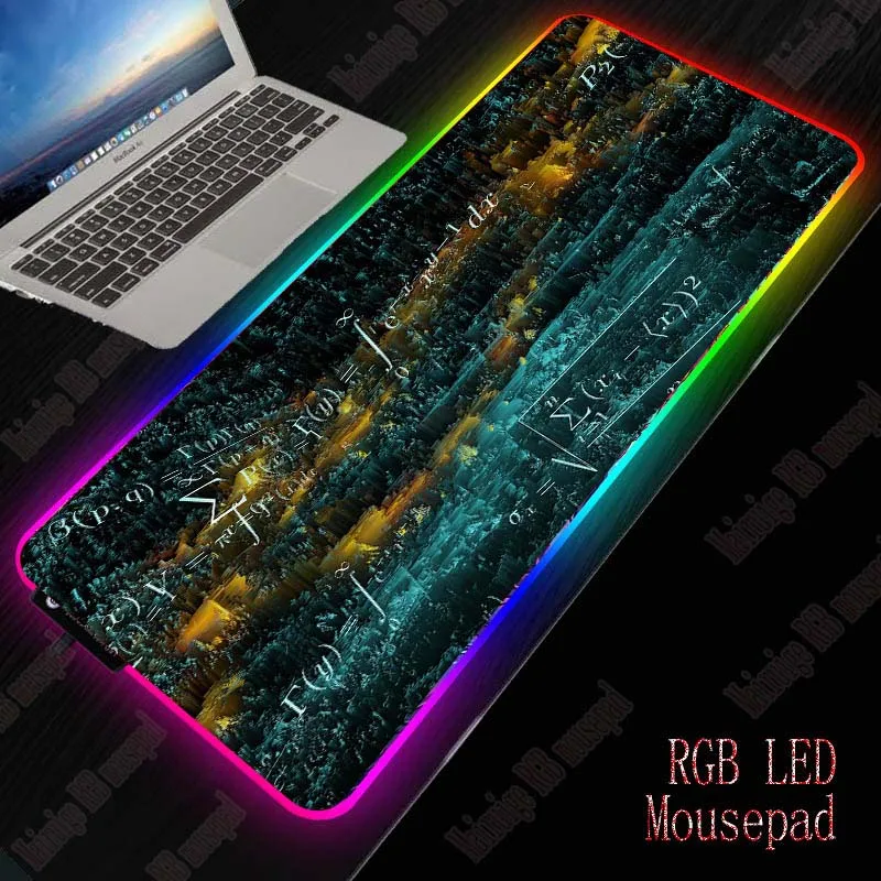 Yuzuoan Математика RGB игровой большой коврик для мыши геймер компьютерный со