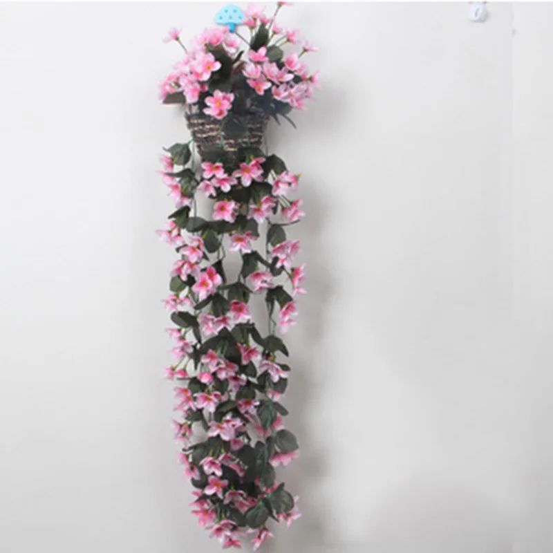 Four-petal bouquet Новое Фиолетовое искусственное цветочное украшение имитация настенная корзинка Цветок Орхидея, цветы из шелка длинная лоза - Цвет: Four-petal bouquet