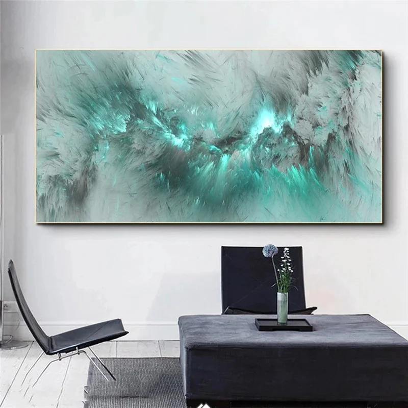 

Light Blue Cloud Abstract Painting Think Independe Canvas Poster and Print Modern Art Wall Picture for Living Room Decor