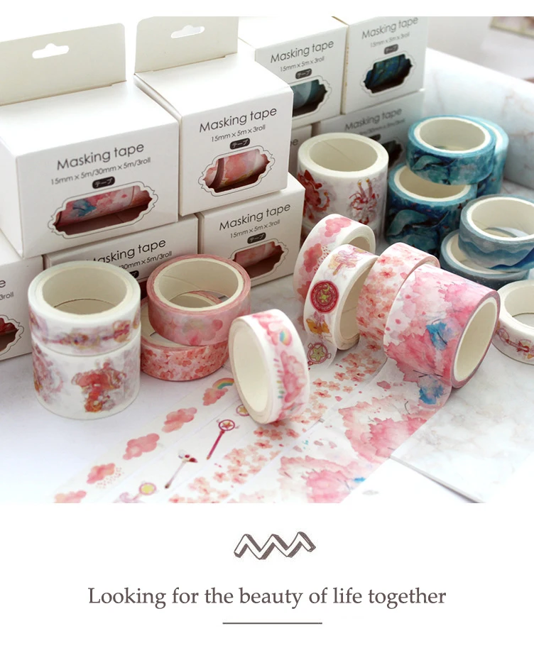 3 шт./компл. Kawaii Бумага лента для художественного оформления Единорог Сакура васи лента DIY наклейки Скрапбукинг дневник Bullet школьный журнал расходные материалы