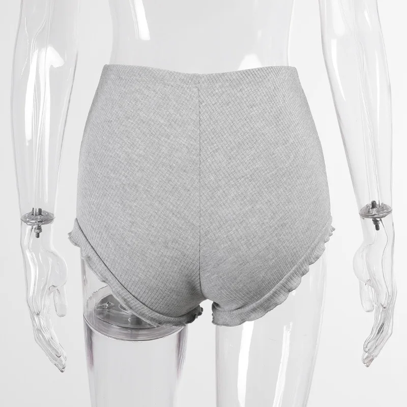

hirigin Knitted Sexy Booty Shorts Women Clothing Spring Summer 2021 Comfy Ruffled Elastic High Waist Short Hot Pants