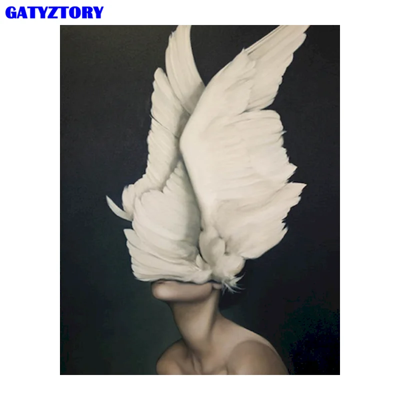 

Gatyztory Painting By Numbers Picture Wing Woman On Canvas Unique Gift Acrylic By Numbers Figure For Living Room Decoration