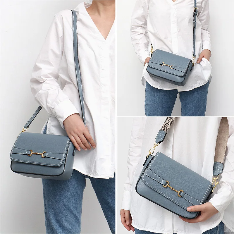 

Fashion Small Square Bag 2021 New Bag Female Trend Simple And Versatile Messenger Bag Cowhide Shoulder Bag Leather Female Bag
