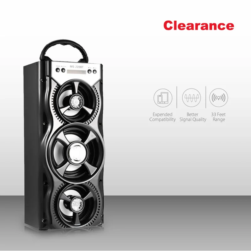GBTIGER MS-220BT, портативный Bluetooth динамик, fm-радио, AUX, Bluetooth, ЖК-экран, светодиодный, сверкающий, TF карта, регулятор громкости, музыкальный плеер