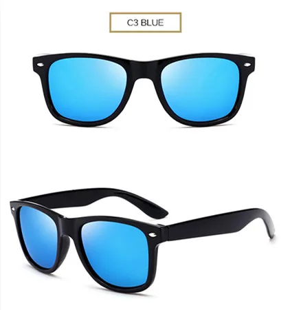 C3 Blue Винтажные Солнцезащитные очки, мужские Поляризованные женские очки в черной оправе, ретро солнцезащитные очки, очки для ночного видения, затемненные очки - Цвет линз: C3 Blue
