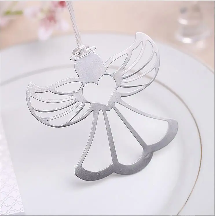 

Angel Silver Metal Bookmark Boxed For baptism Baby Bridal Shower Christening Wedding Favours 60pcs Home Party Favor