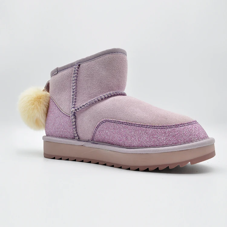 

Женские сапоги из овечьей кожи, фиолетовые, теплые, водонепроницаемые, прочные