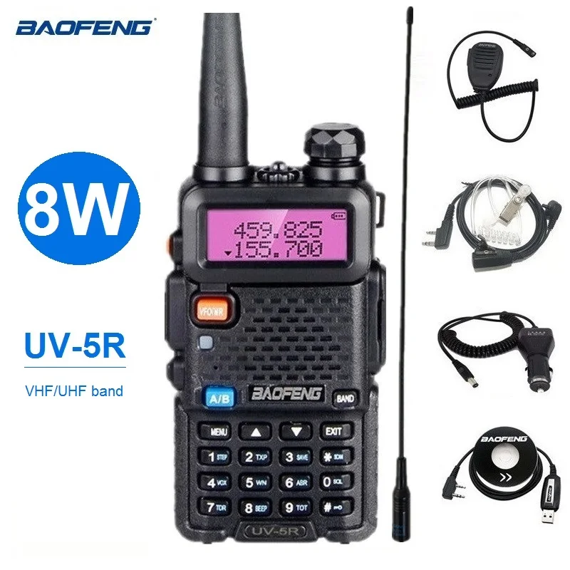 Baofeng UV 5R 8 Вт иди и болтай Walkie Talkie трансивер 10 км двухдиапазонный УКВ двухстороннее