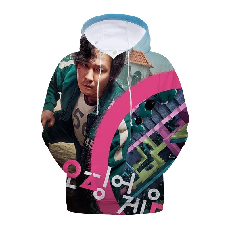 

Squid game 456 surrounding hooded sweater loose plus size 3D digital printing hooded sweater pull