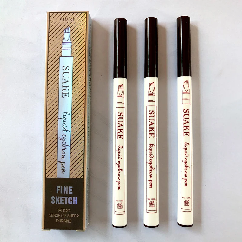 

4 Colors Eyebrow Pen Waterproof 4 Fork Tip Eyebrow Tattoo Pencil Cosmetics Dark Brown Liquid Eye Brow Pencil Makeup Pen TSLM2