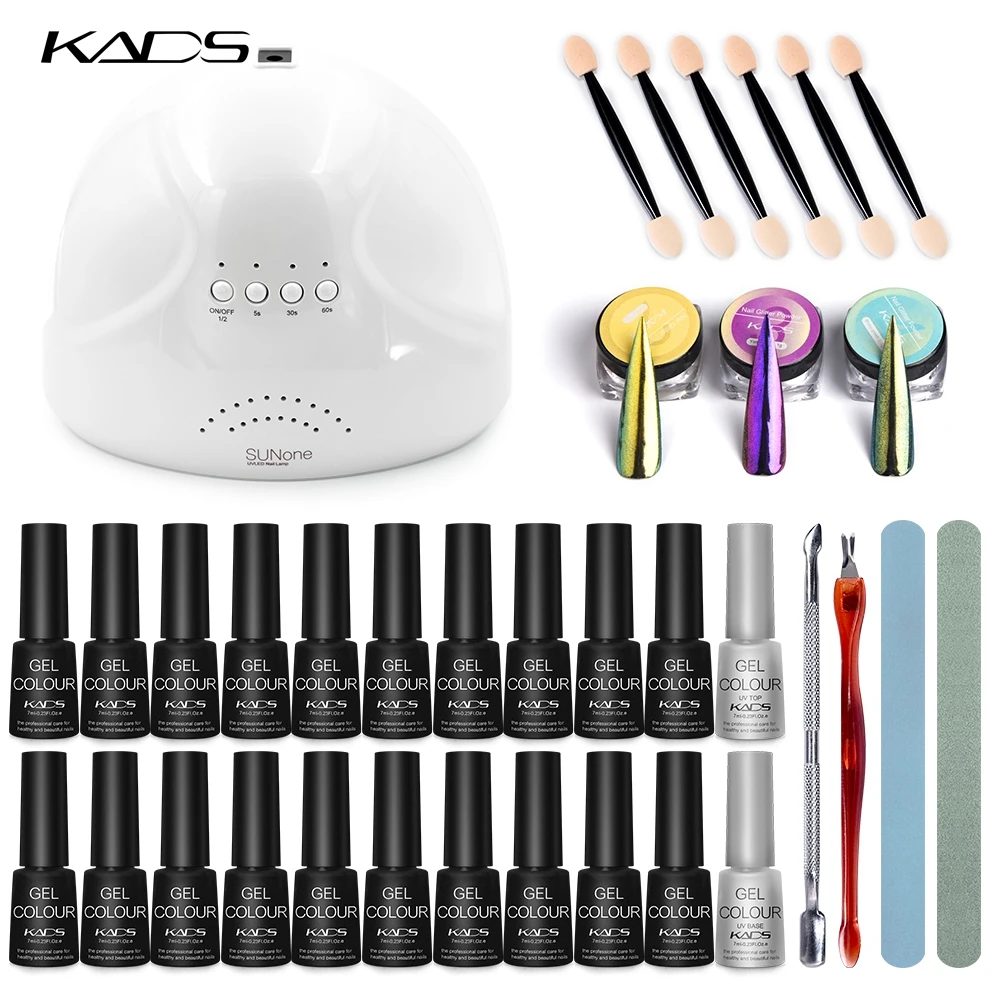 

KADS Nail Set Acrylic Gel Nail Polish Kit with Nail Led Lamp 20pcs Gel Varnishes Top Base Coat Manicure Set Nails Art Decoration