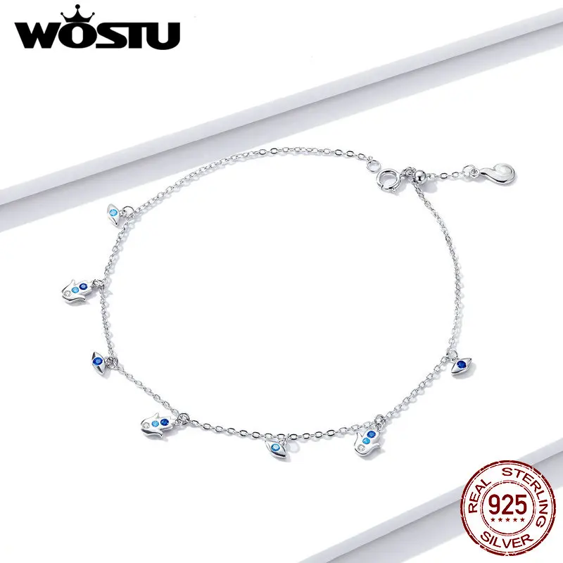 WOSTU модная держащая форму 925 серебро женские Сандалеты с перепонкой на лодыжке