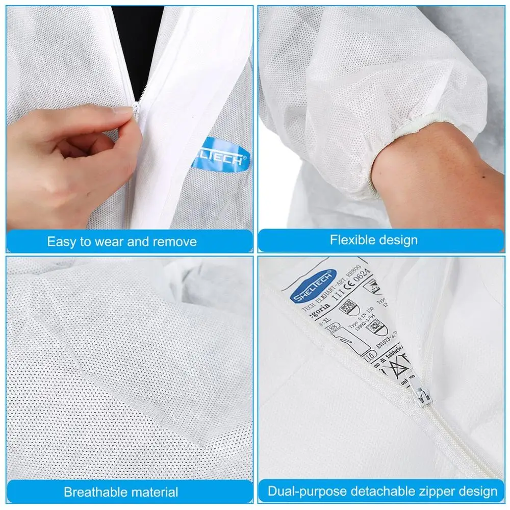 

Unisex Protective Clothing Isolation Clothing Antistatic Nonwovens Elastic Security Labour Suit Dust-proof Clothing White