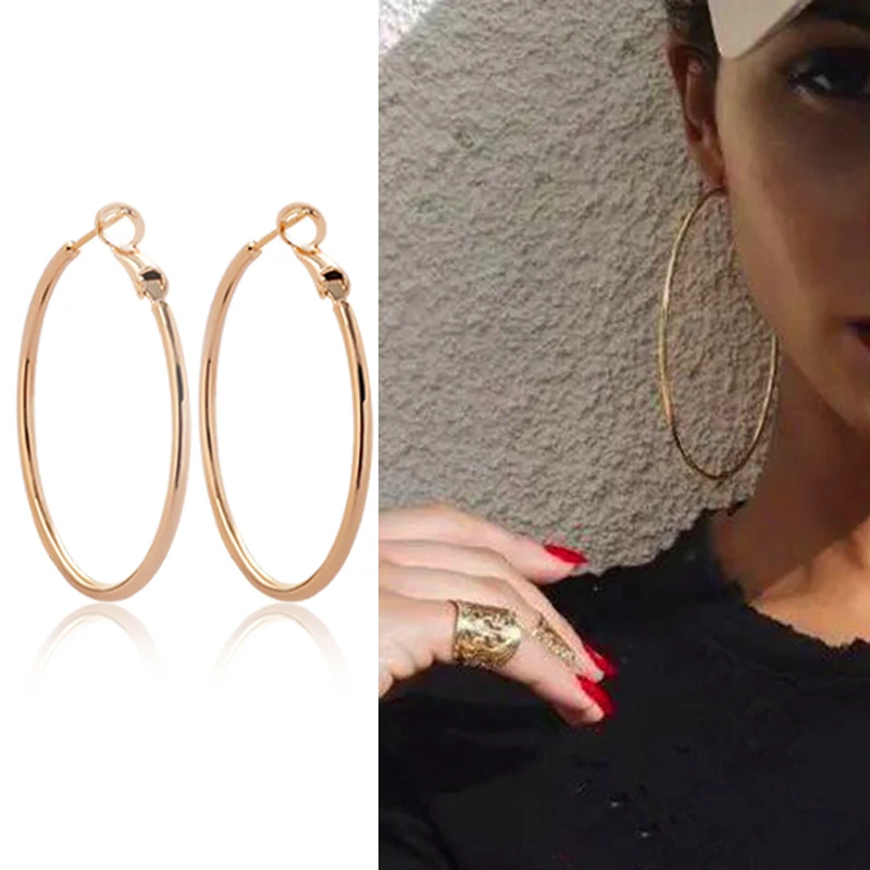 Модные большие серьги кольца гладкие круглые баскетбольные петли ушное кольцо