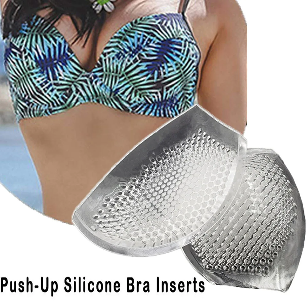 

Hot 1 Pair Soft Bikini Bra Insert/Silicone Round Pads Enhancer Swimsuit Push-Up Breathable Seamless Silicone Chest Breast Petals