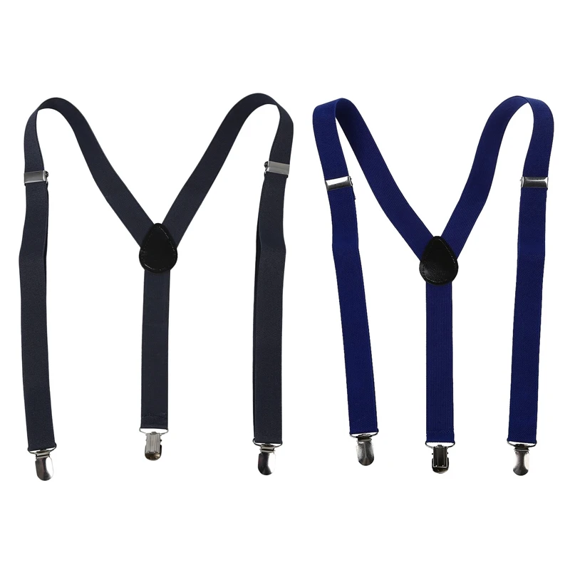 

1Pcs Adult Adjustable Metal Clamp Elastic Suspenders Braces Dark Blue & 1Pcs Women Men Clip-on Adjustable Pants Elastic Y Back S
