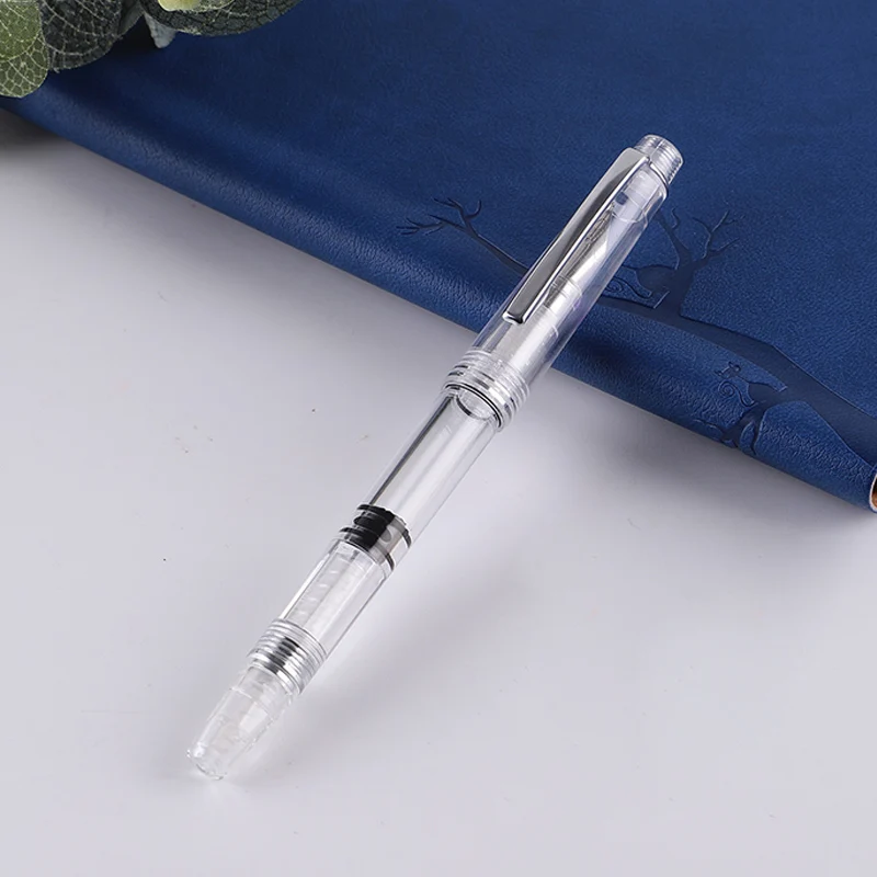 Transparent Piston Fountain Pen Clear Ink EF F Nib Extra Fine Large Capacity Writing Student Office Pens | Канцтовары для офиса и