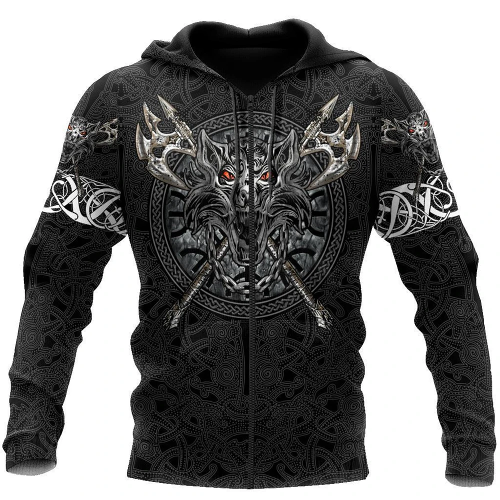 

Fashion Mens Zipper Hoodies Fenrir Viking Tattoo 3D Full Printed Sweatshirts Unisex Casual Harajuku Hoodies DLL38