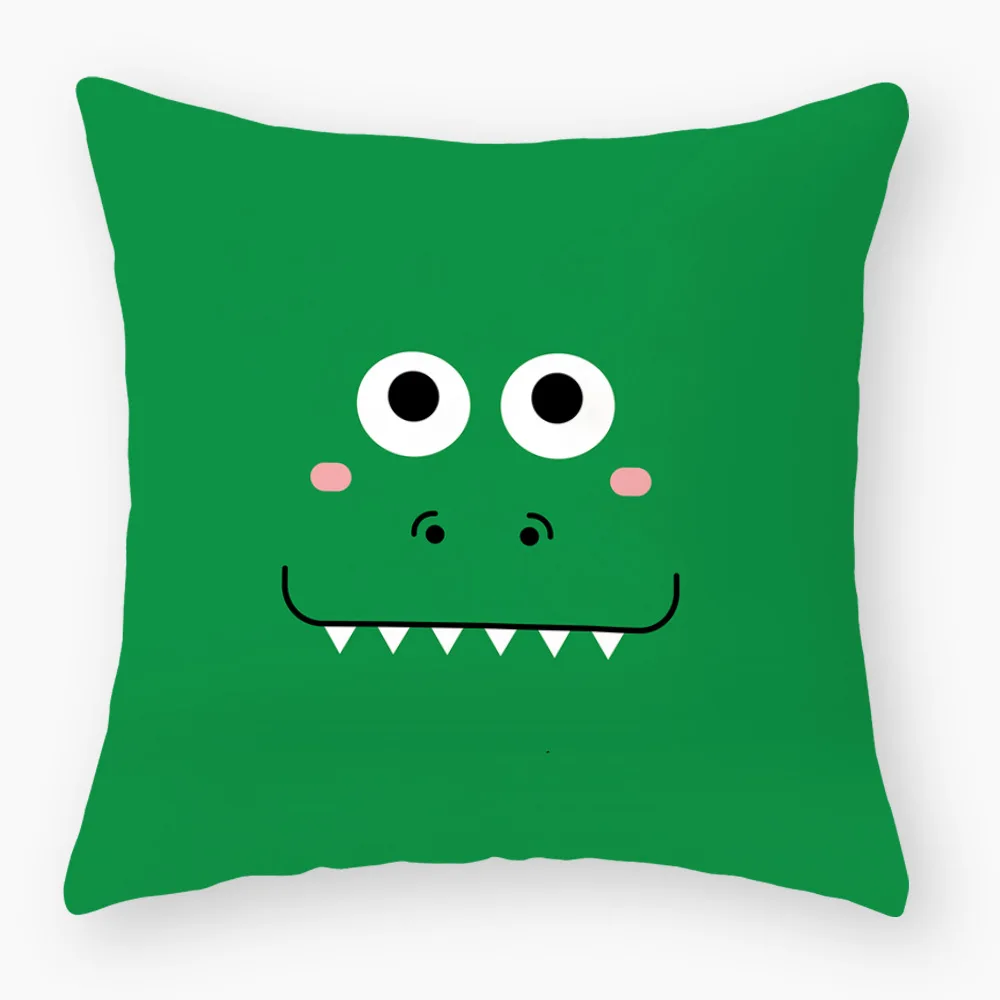 Креативная и интересная наволочка с принтом головы животных желтая зеленая