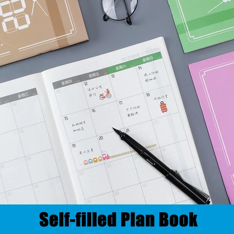 

2022 Self-filling Schedule Book Working Secretary Planning Book Calendar Notepad Creativity Efficiency Office Student Stationery